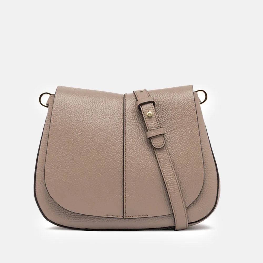 Dove Grey Leather Helena Saddle Bag