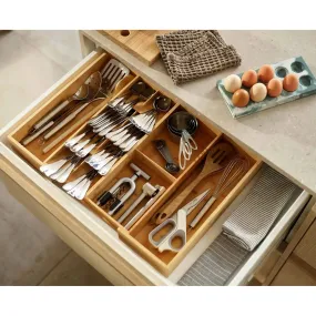 DrawerStore™ Bamboo Expanding Cutlery, Utensil & Gadgets Organizer