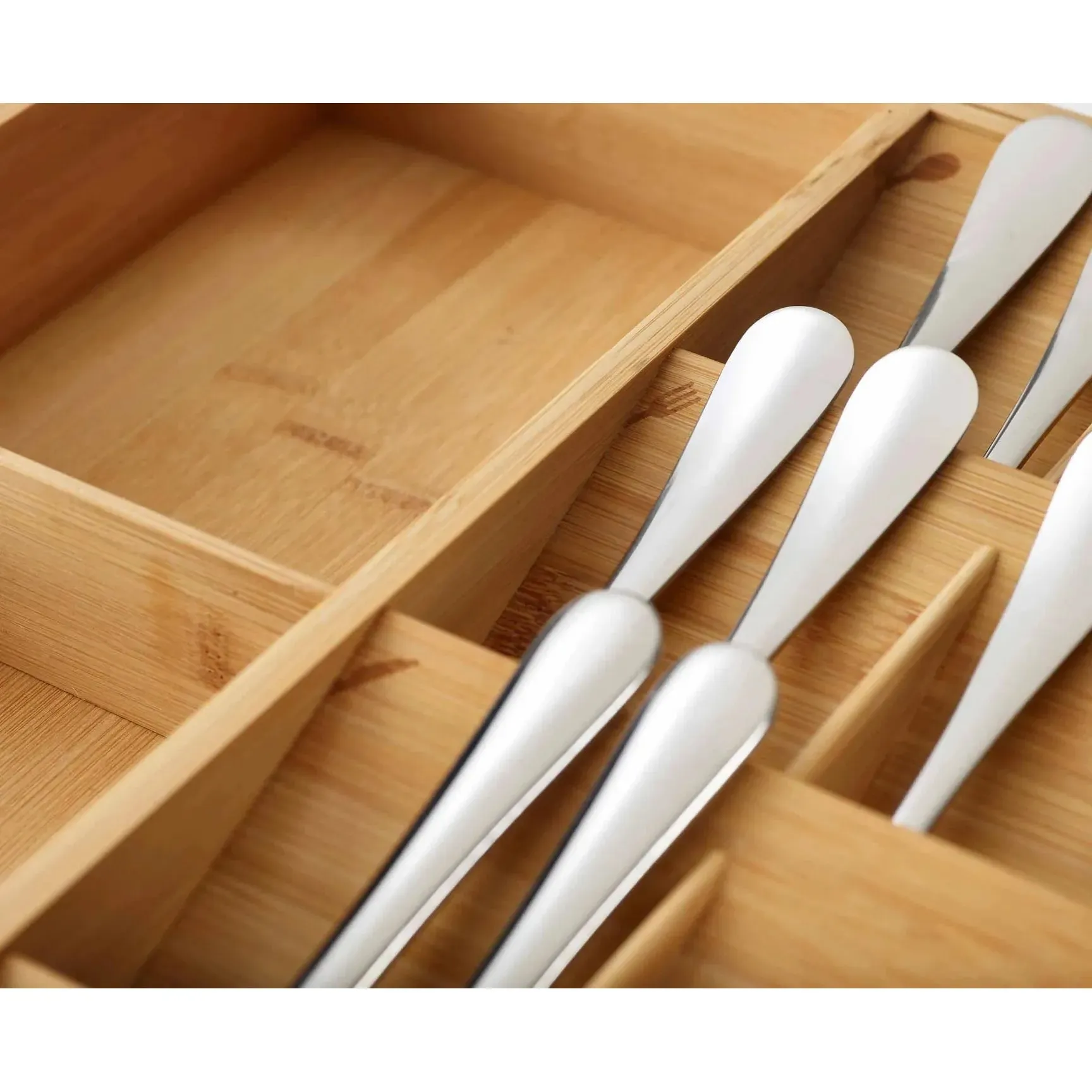 DrawerStore™ Bamboo Expanding Cutlery, Utensil & Gadgets Organizer