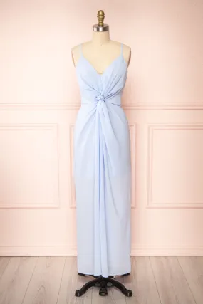Fatost | Blue Knotted Maxi Dress w/ Slit