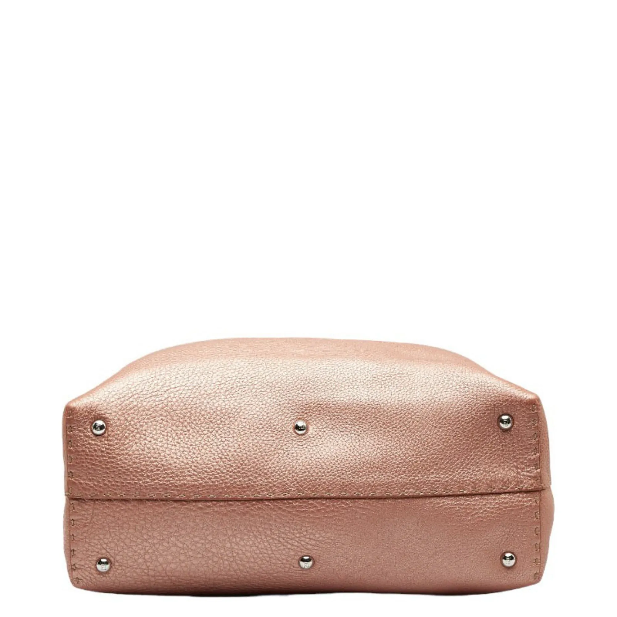 FENDI Selleria Handbag Tote Bag Champagne Pink Leather Women's