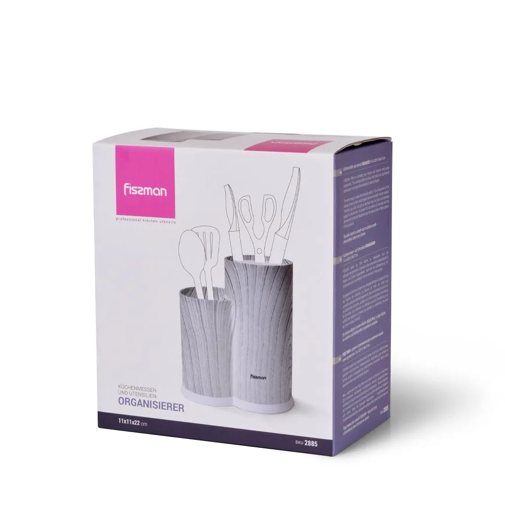 Fissman Kitchen Knife And Utensil Organizer 11x11x22 11x8x17cm GREY MARBLE (Plastic)
