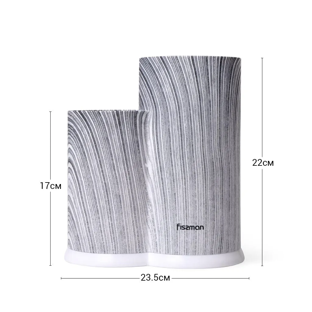 Fissman Kitchen Knife And Utensil Organizer 11x11x22 11x8x17cm GREY MARBLE (Plastic)