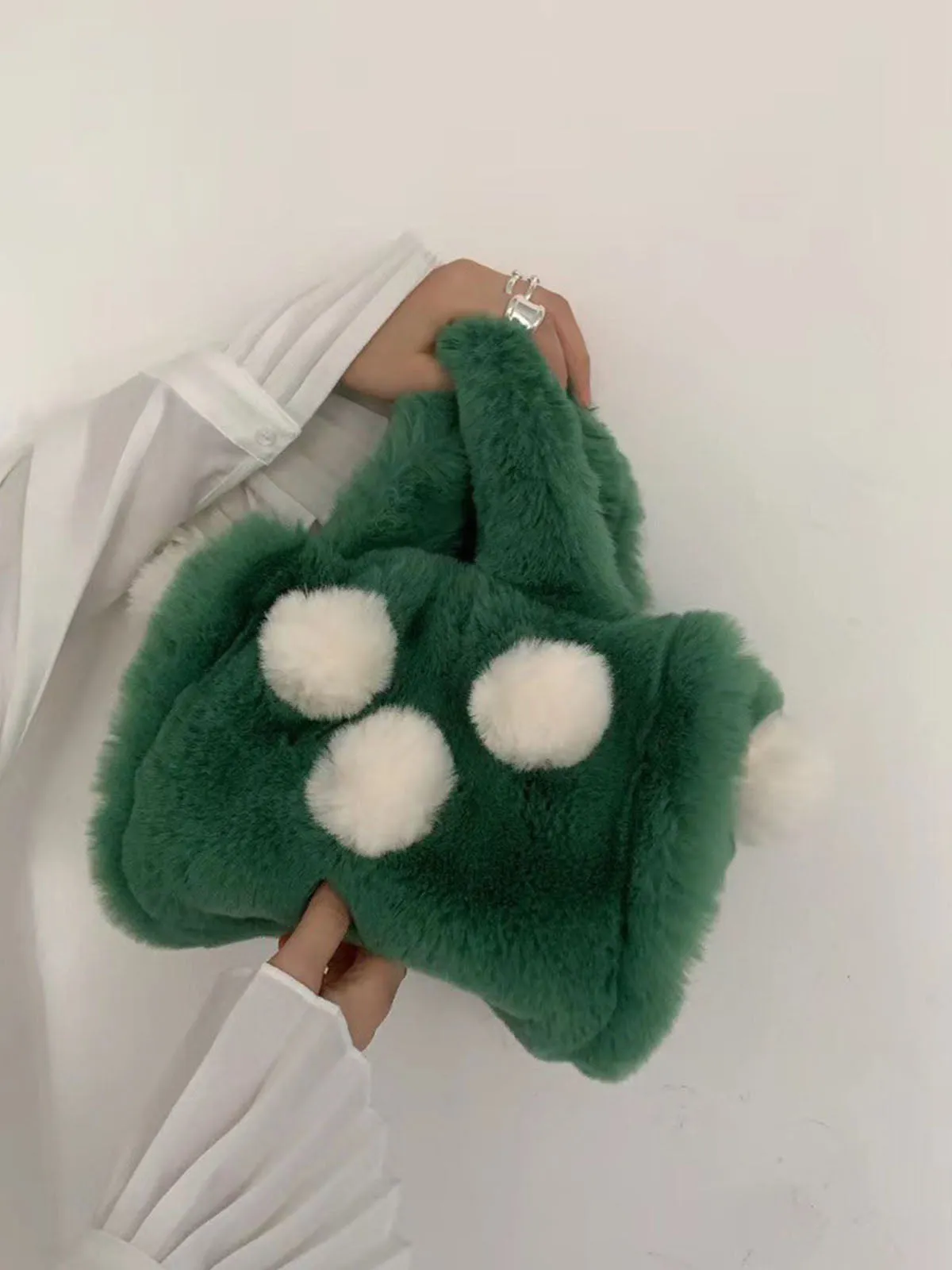Fluffy Cute Ball Plush Tote Bags