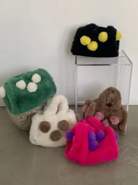 Fluffy Cute Ball Plush Tote Bags