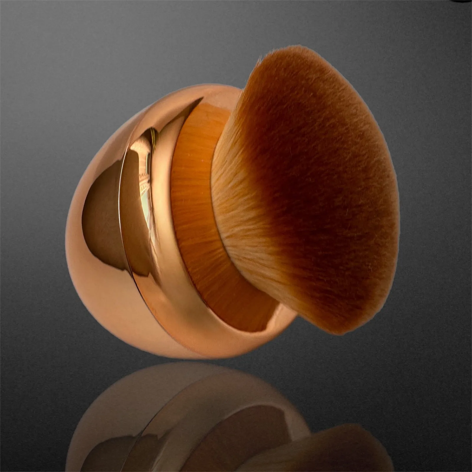 Foundation Brush Makeup Brush SOFT Kabuki Dome Shaped Face Body SPF Blush Bronzer Blending Self-Tanner Buffing Liquid Powder Cream Cosmetic Application Rose Gold Mirror Finish (2pc)