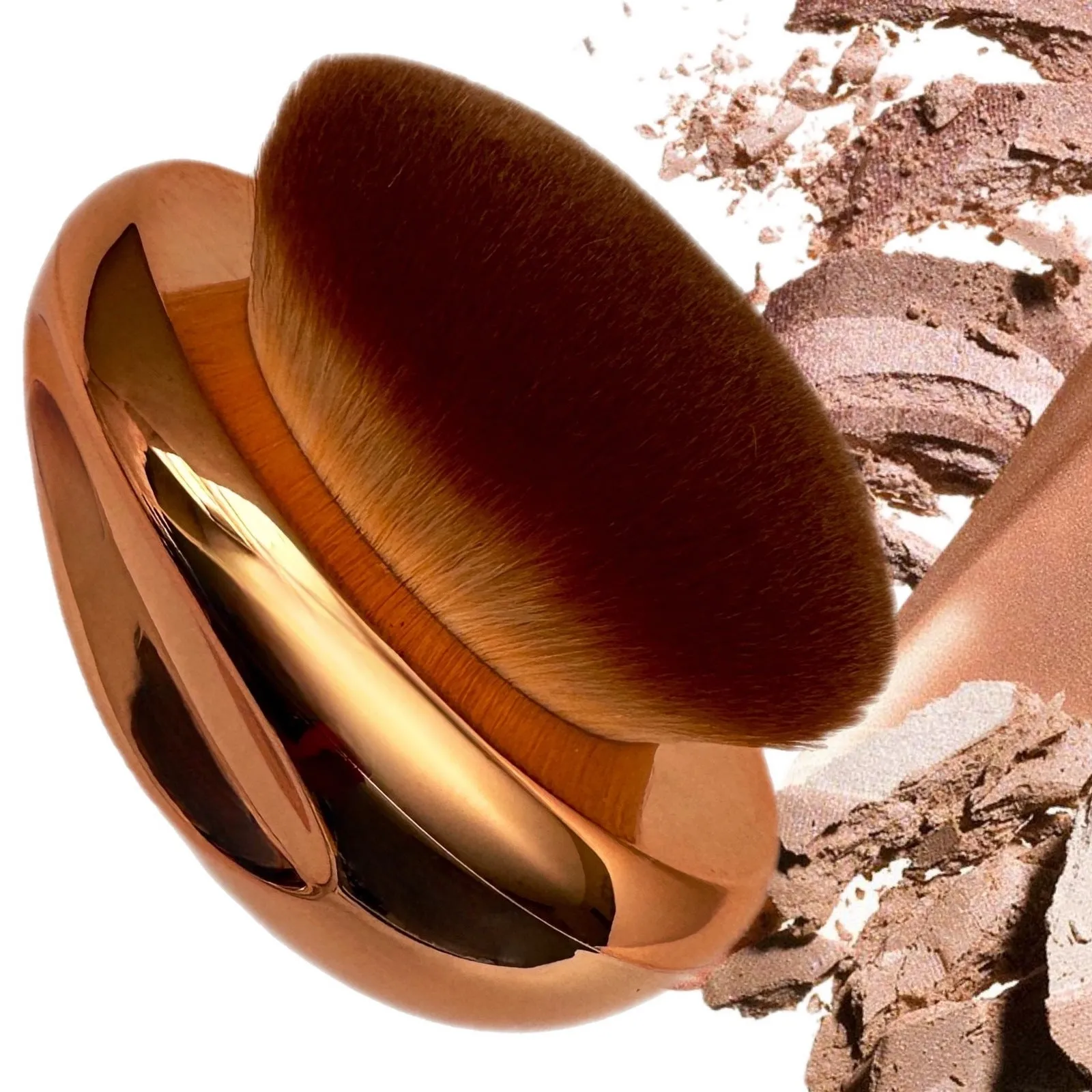 Foundation Brush Makeup Brush SOFT Kabuki Dome Shaped Face Body SPF Blush Bronzer Blending Self-Tanner Buffing Liquid Powder Cream Cosmetic Application Rose Gold Mirror Finish (2pc)