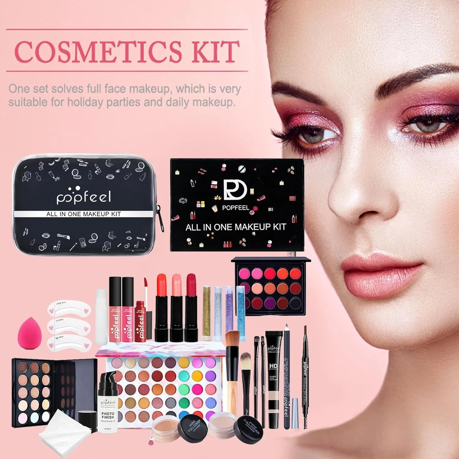 Full Face Makeup Set | /Set Travel Make-Up Palette | Multipurpose Cosmetic Set Makeup Kits Travel Professional Makeup Kit