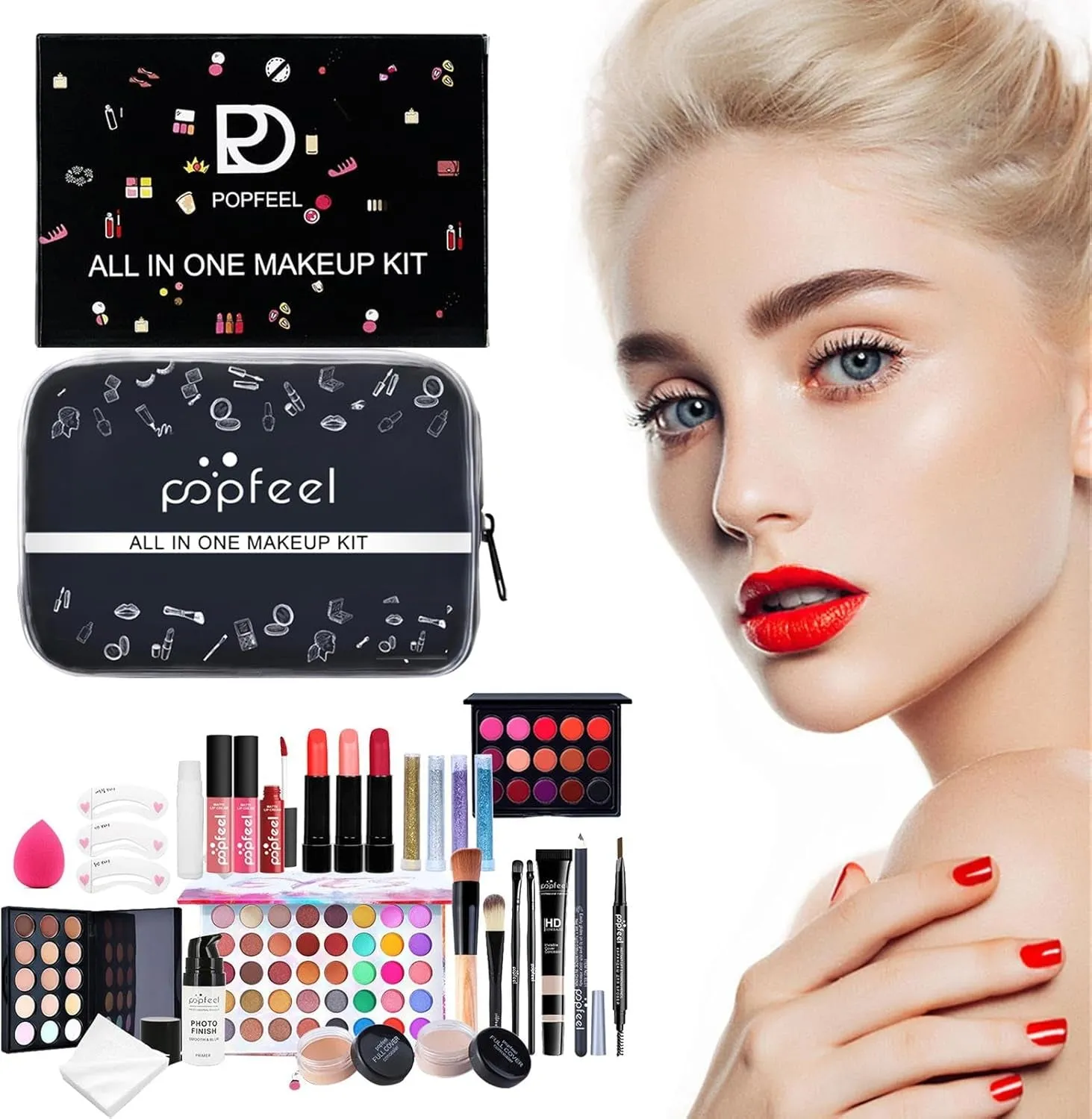Full Face Makeup Set | /Set Travel Make-Up Palette | Multipurpose Cosmetic Set Makeup Kits Travel Professional Makeup Kit