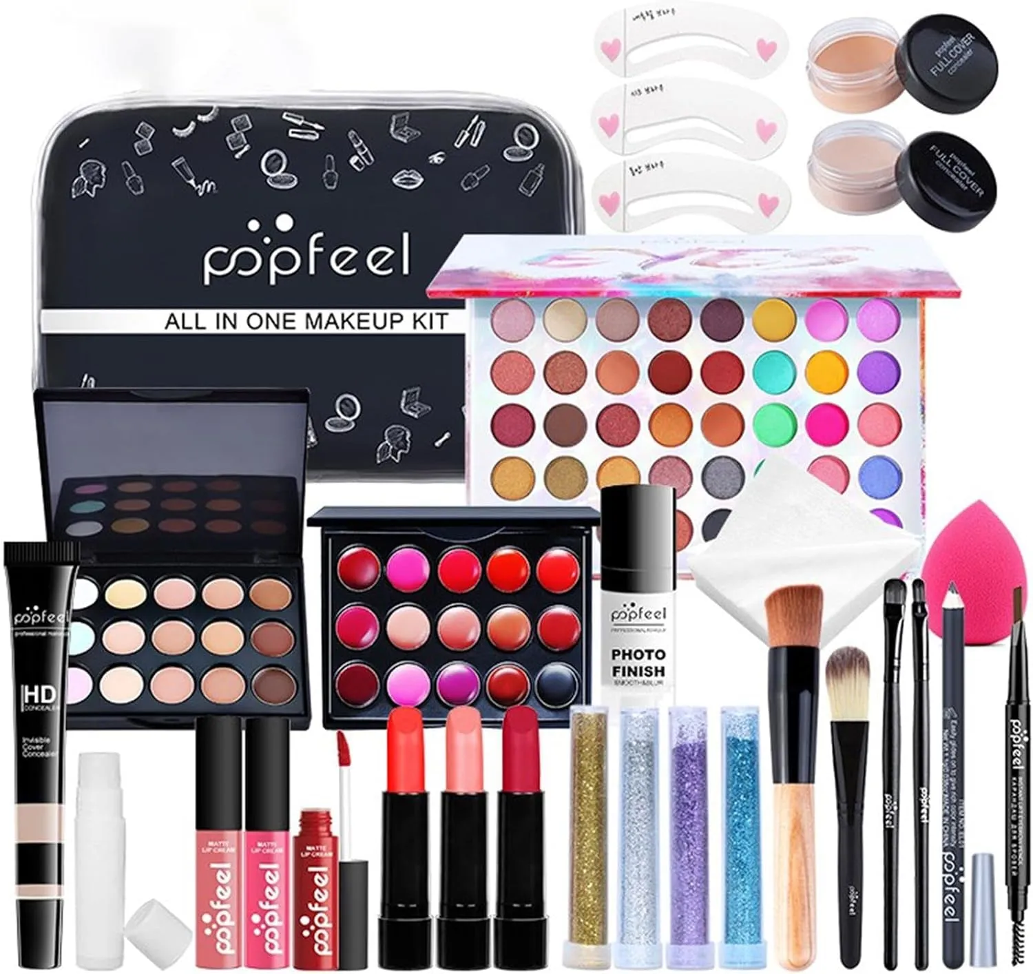 Full Face Makeup Set | /Set Travel Make-Up Palette | Multipurpose Cosmetic Set Makeup Kits Travel Professional Makeup Kit