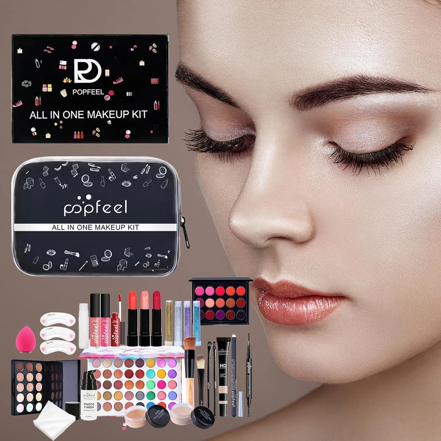 Full Face Makeup Set | /Set Travel Make-Up Palette | Multipurpose Cosmetic Set Makeup Kits Travel Professional Makeup Kit