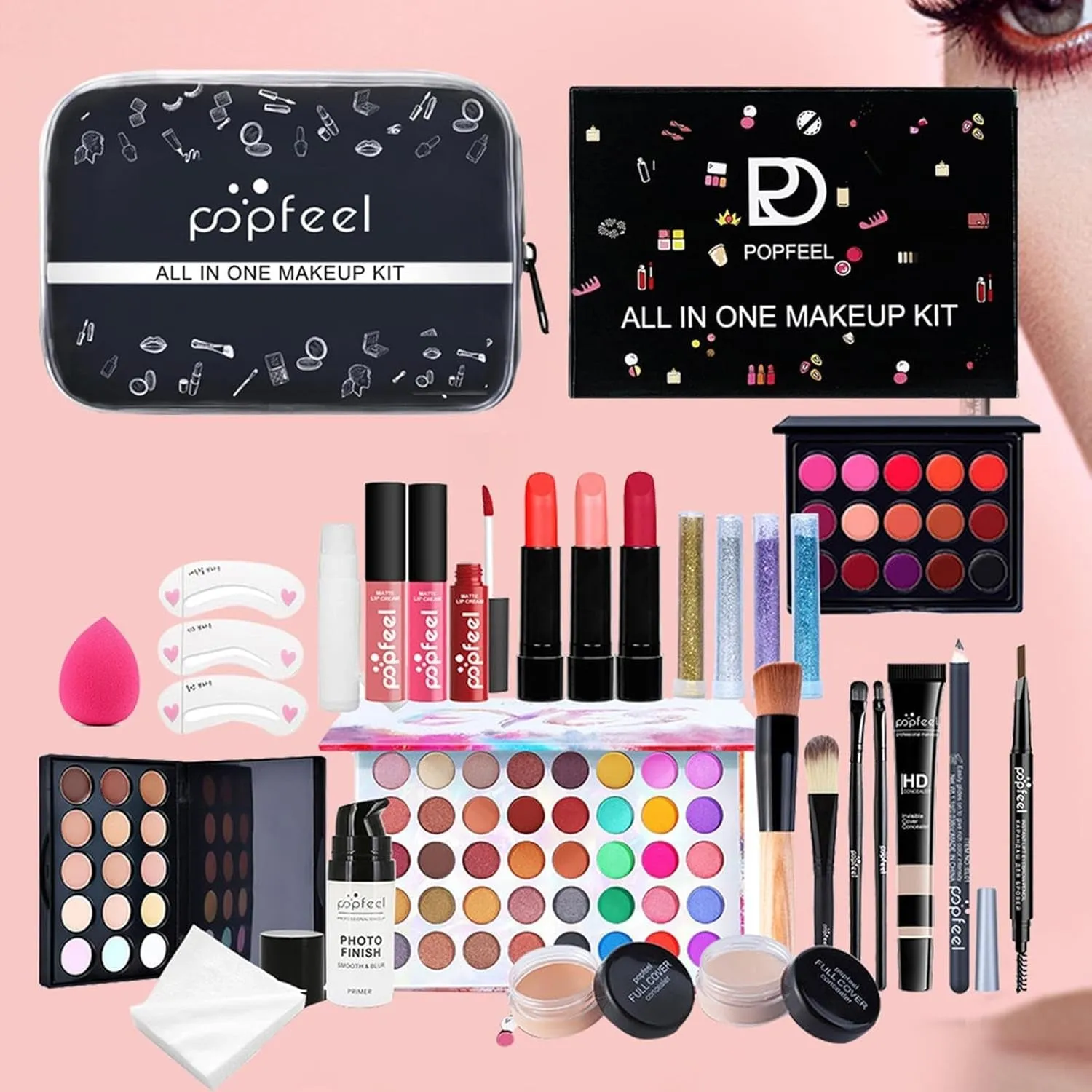 Full Face Makeup Set | /Set Travel Make-Up Palette | Multipurpose Cosmetic Set Makeup Kits Travel Professional Makeup Kit
