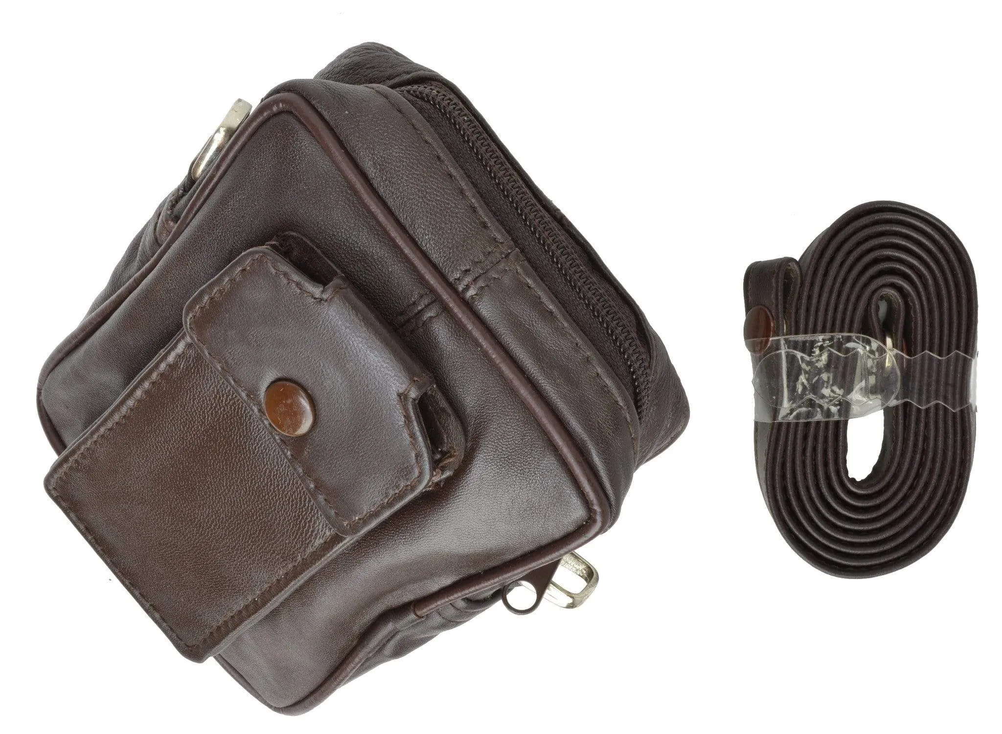 Genuine Leather Mini Organizer with Cellphone Holder With Shoulder Strap 101 (C)
