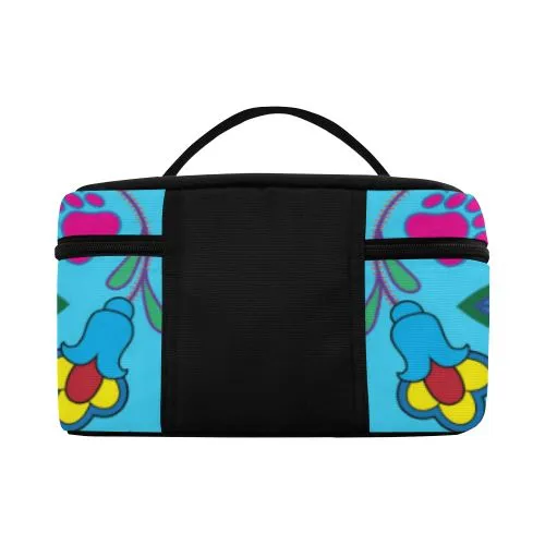 Geometric Floral Winter-Sky Blue Cosmetic Bag/Large