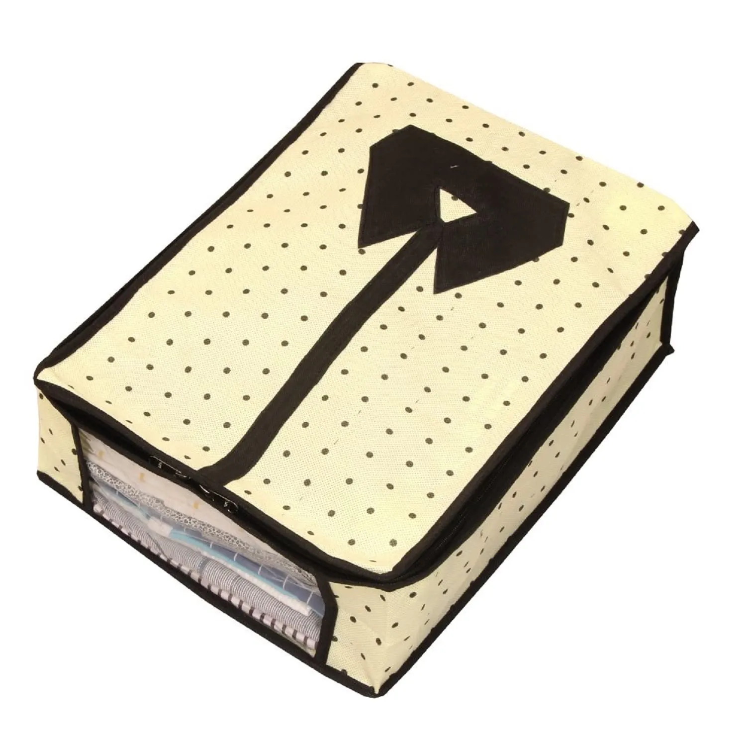 Heart Home Dot Printed Shirts & Clothing Organizer With Clear Window- Pack of 6 (Cream)-HS43HEARTH26183