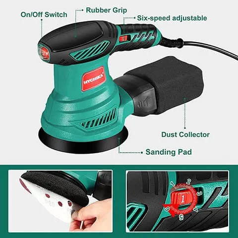 HYCHIKA Corded Handheld Orbital Sander 2.5 Amp 300W 13000RPM