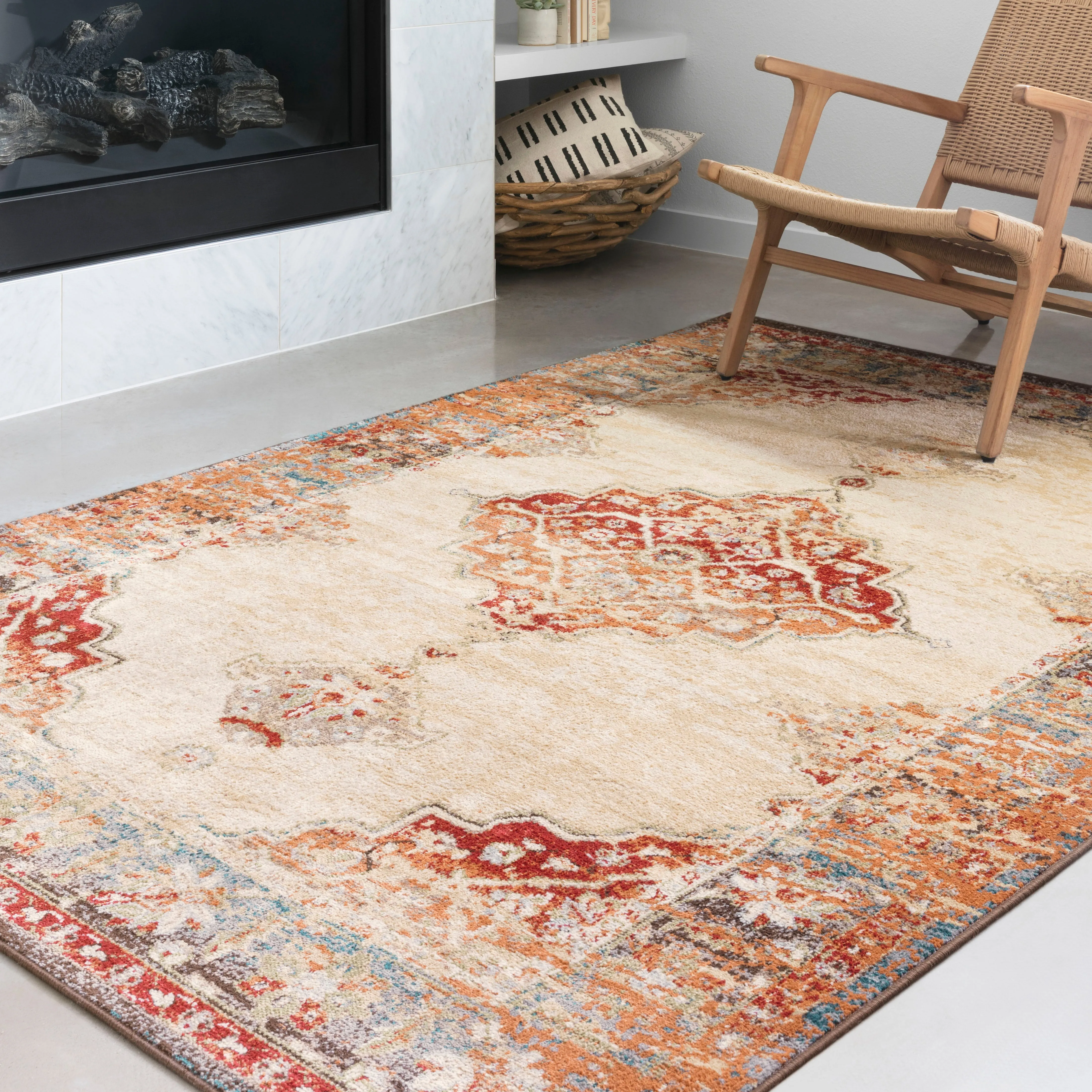 Isadora Rug in Ant. Ivory & Sunset