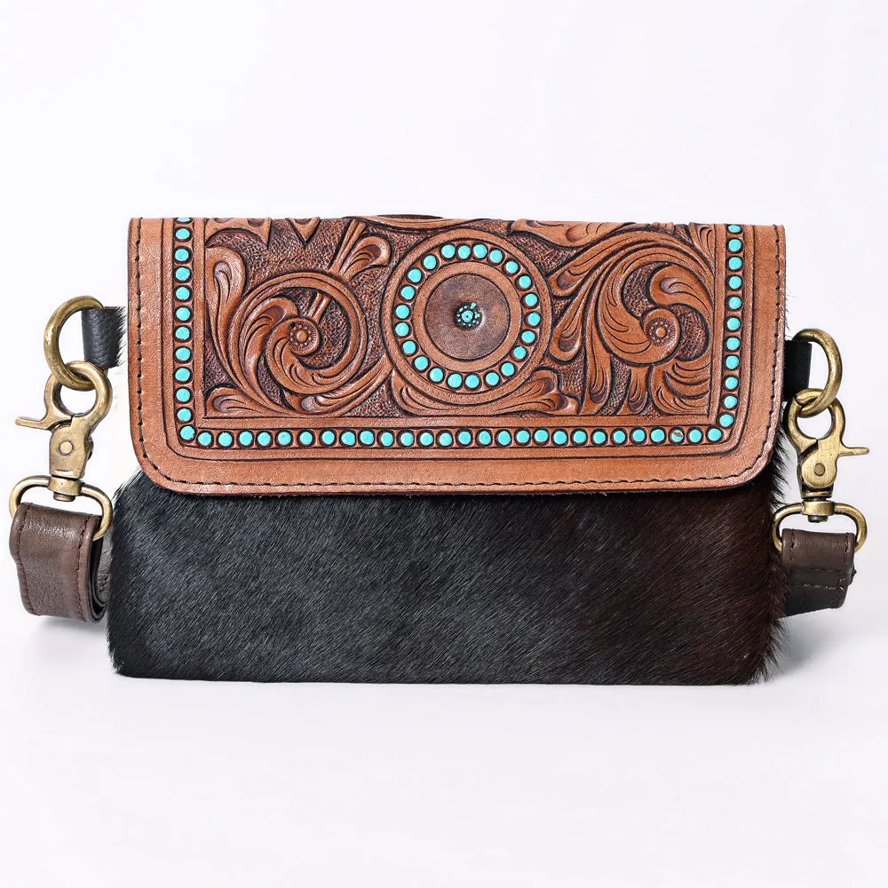 KBK113 - KBK113 -CROSS BODY Hand Tooled Saddle Leather with Cowhide Leather Ladies Bag KBK113 - KBK1