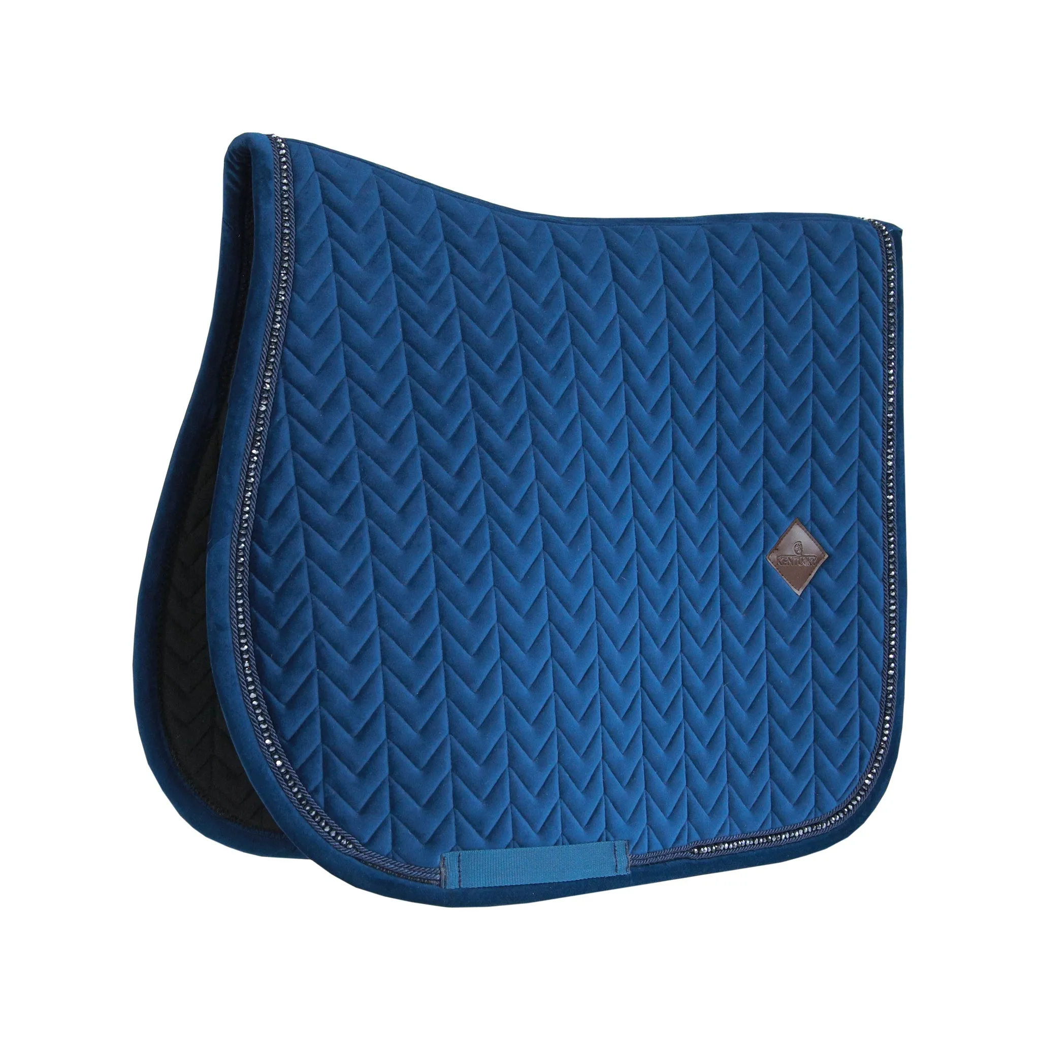 Kentucky Horsewear Saddle Pad Basic Velvet Pearls Jumping, Navy