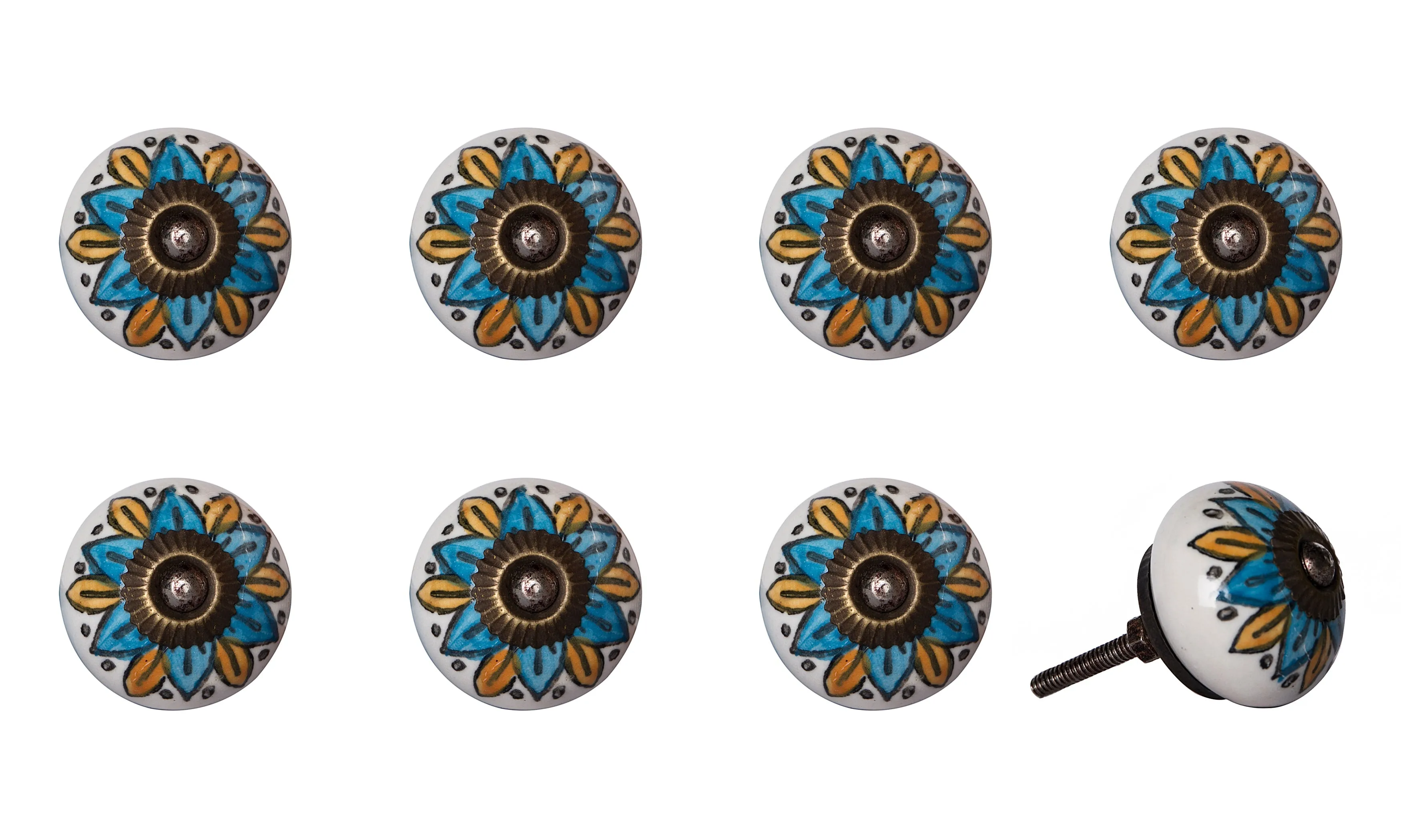 Knob-It Home Decor Classic Cabinet & Drawer Knobs-Blue/Yellow/Copper