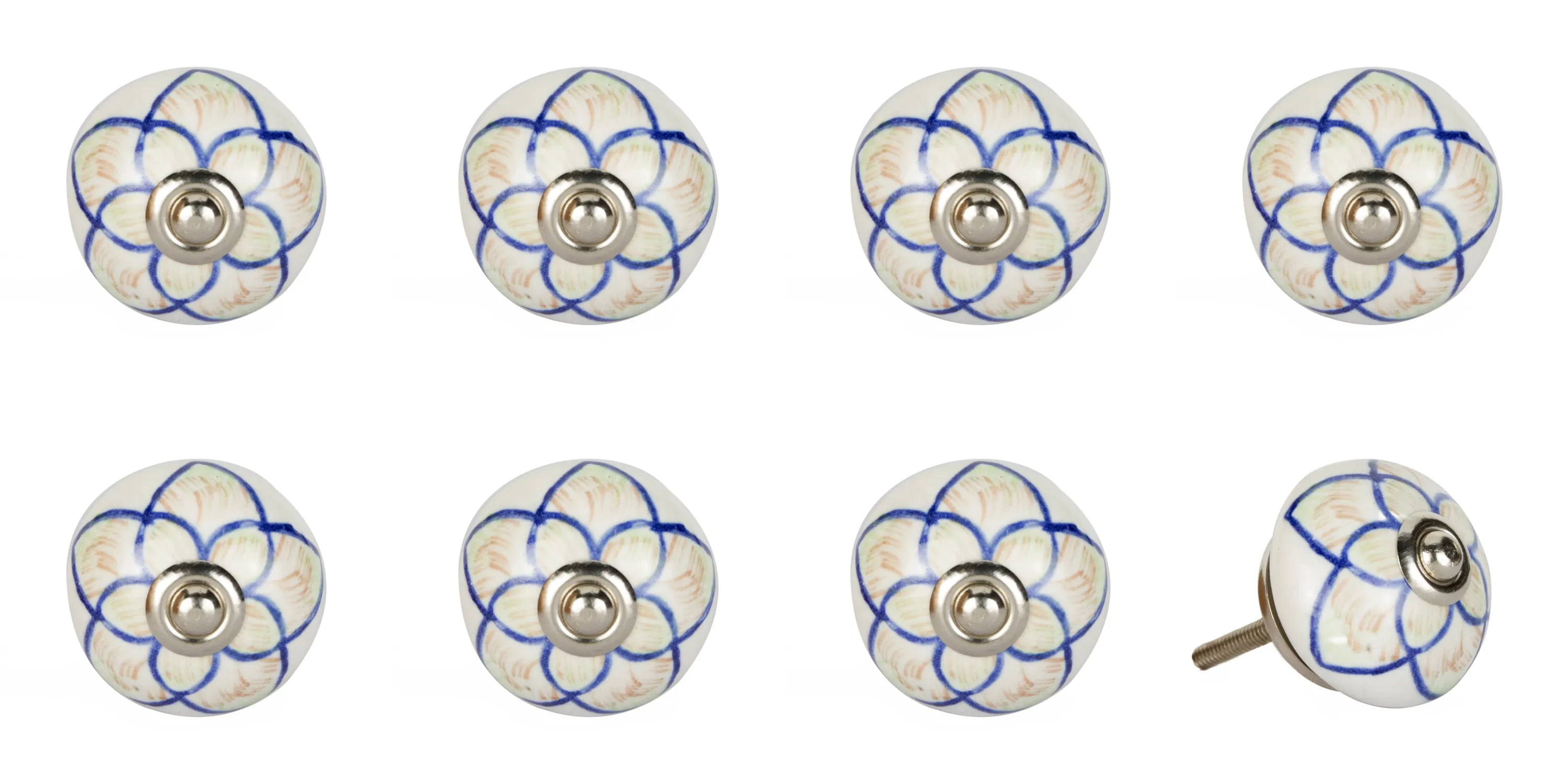 Knob-It Home Decor Classic Cabinet & Drawer Knobs-Cream/Blue/Silver