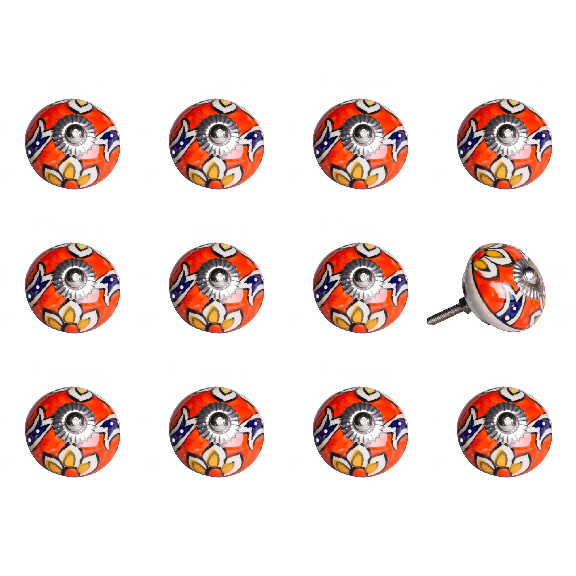 Knob-It Home Decor Classic Cabinet & Drawer Knobs-Orange/Blue/Silver