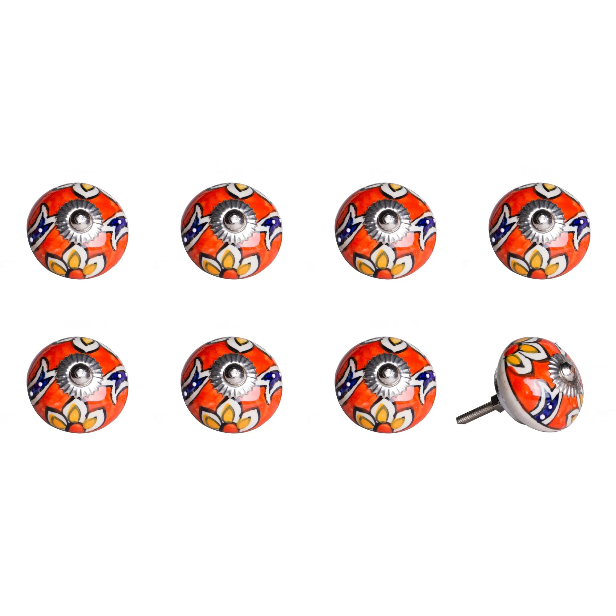 Knob-It Home Decor Classic Cabinet & Drawer Knobs-Orange/Blue/Silver