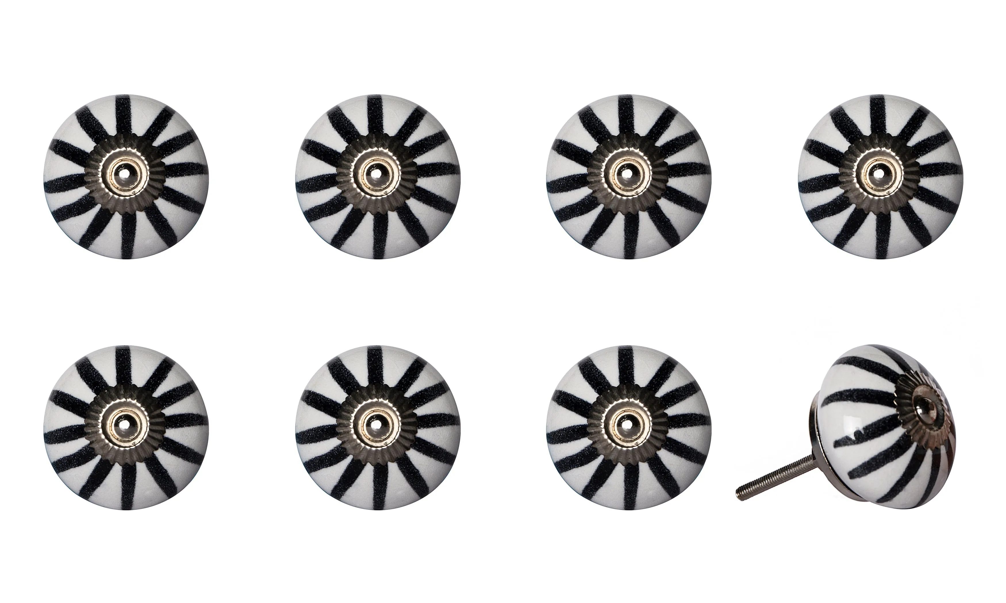 Knob-It Home Decor Classic Cabinet & Drawer Knobs-White/Black Stripe/Silver