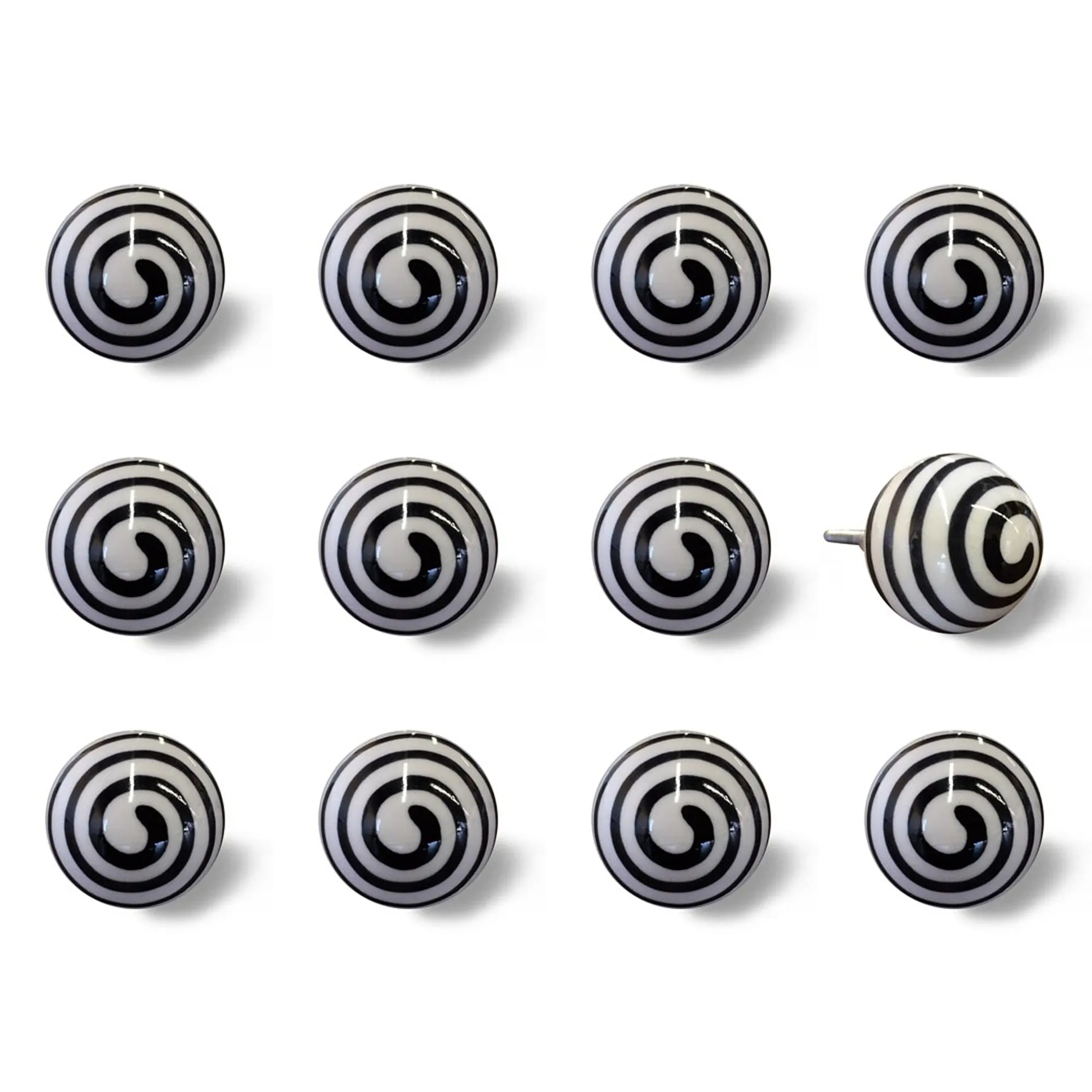 Knob-It Home Decor Classic Cabinet & Drawer Knobs-White/Black Swirl