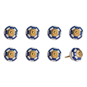Knob-It Home Decor Classic Cabinet & Drawer Knobs-White/Blue Checker/Gold