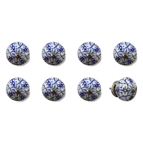 Knob-It Home Decor Classic Cabinet & Drawer Knobs-White/Blue Floral/Silver