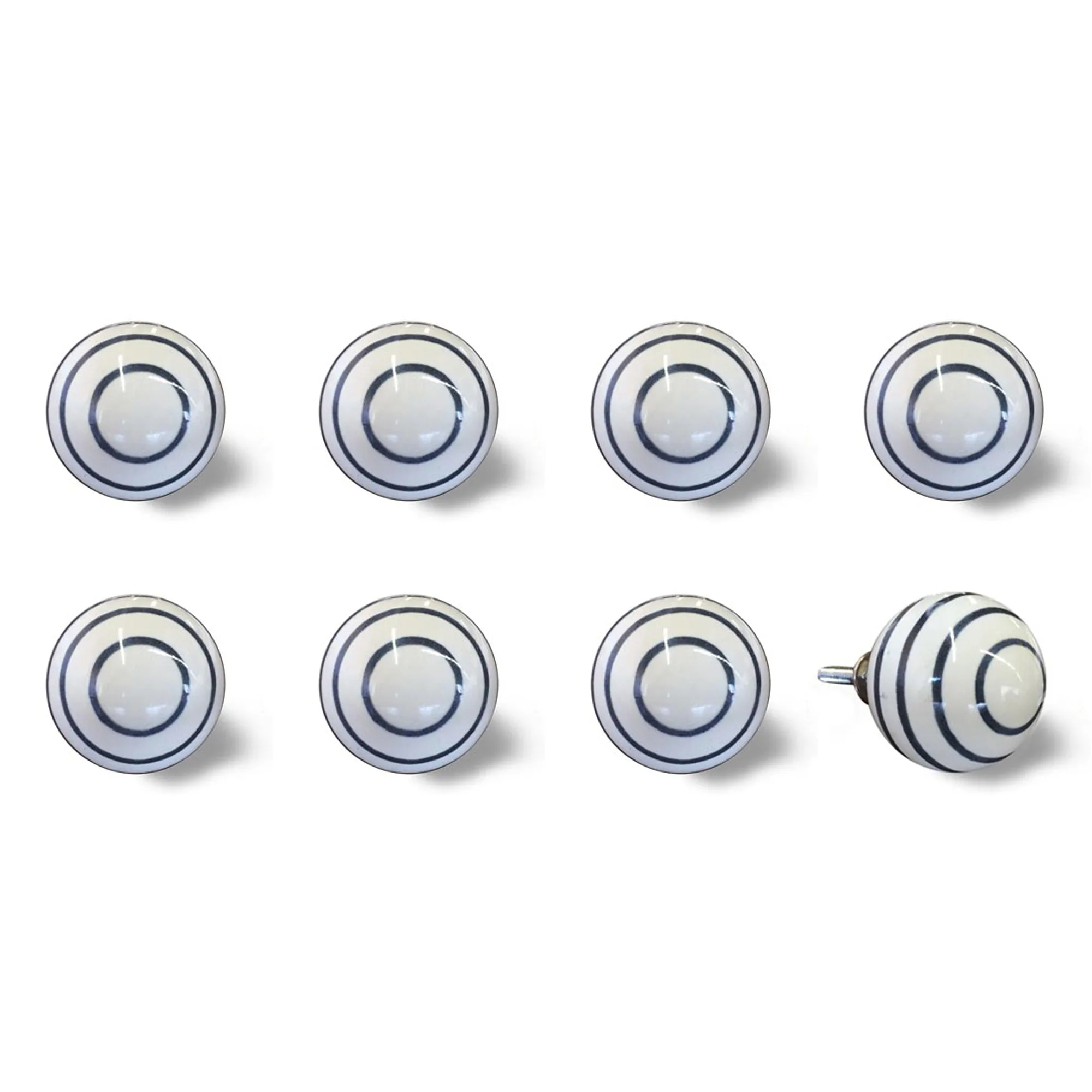 Knob-It Home Decor Classic Cabinet & Drawer Knobs-White/Navy