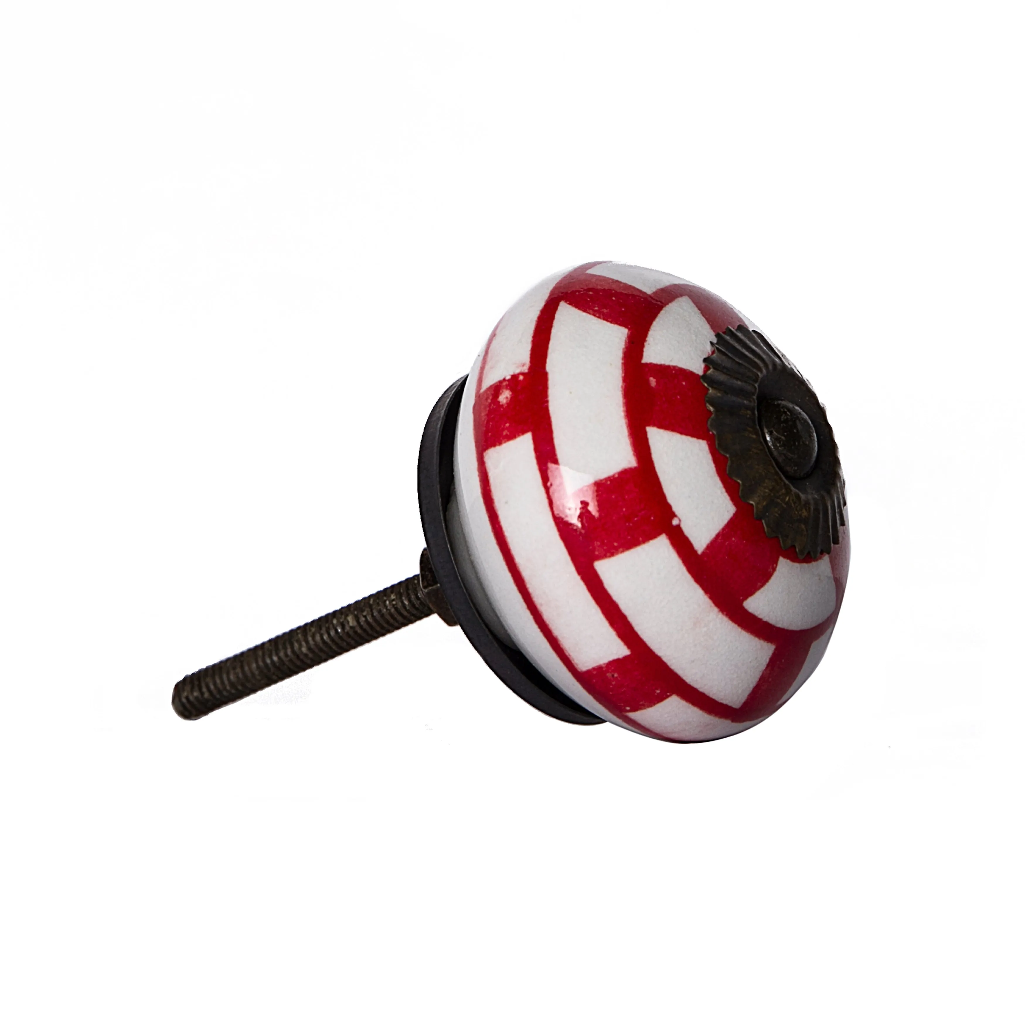 Knob-It Home Decor Classic Cabinet & Drawer Knobs-White/Red Checker/Copper