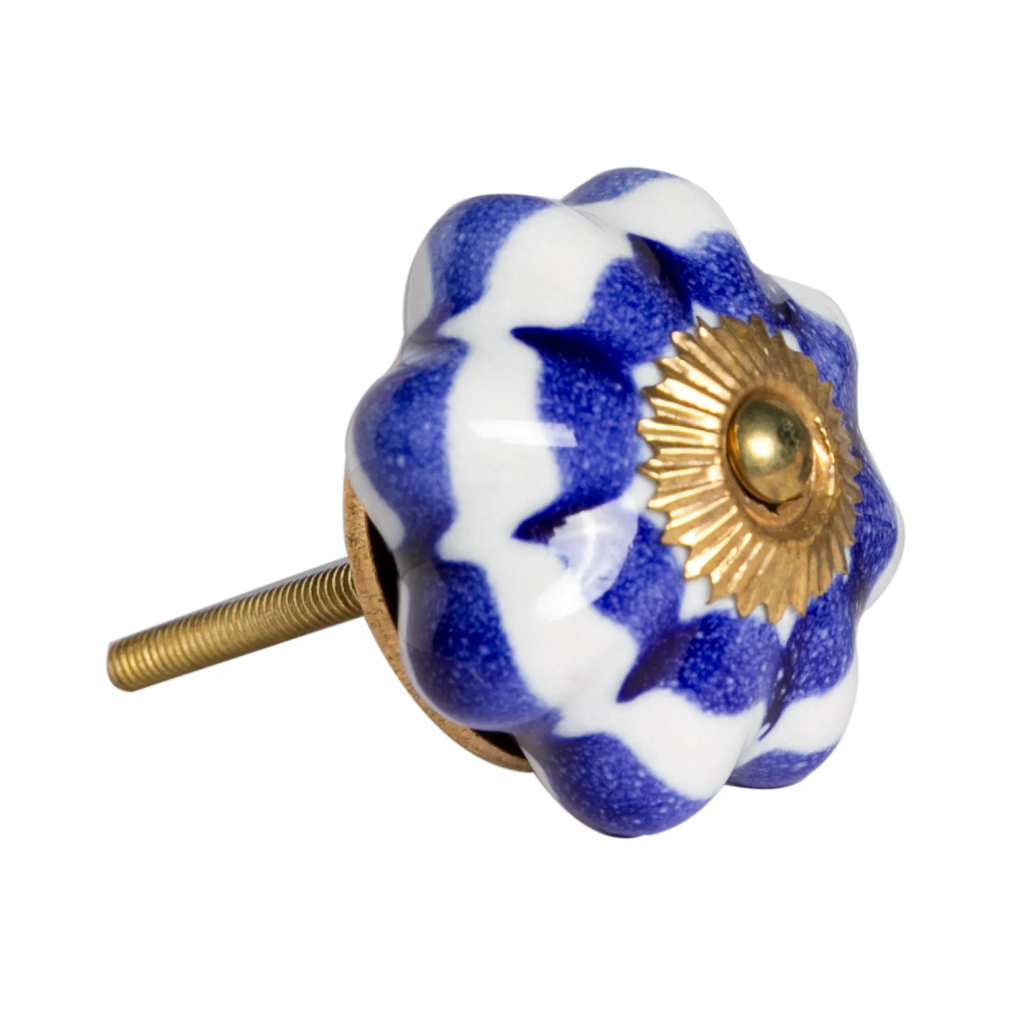 Knob-It Home Decor Classic Cabinet & Drawer Knobs-White/Royal Blue/Gold