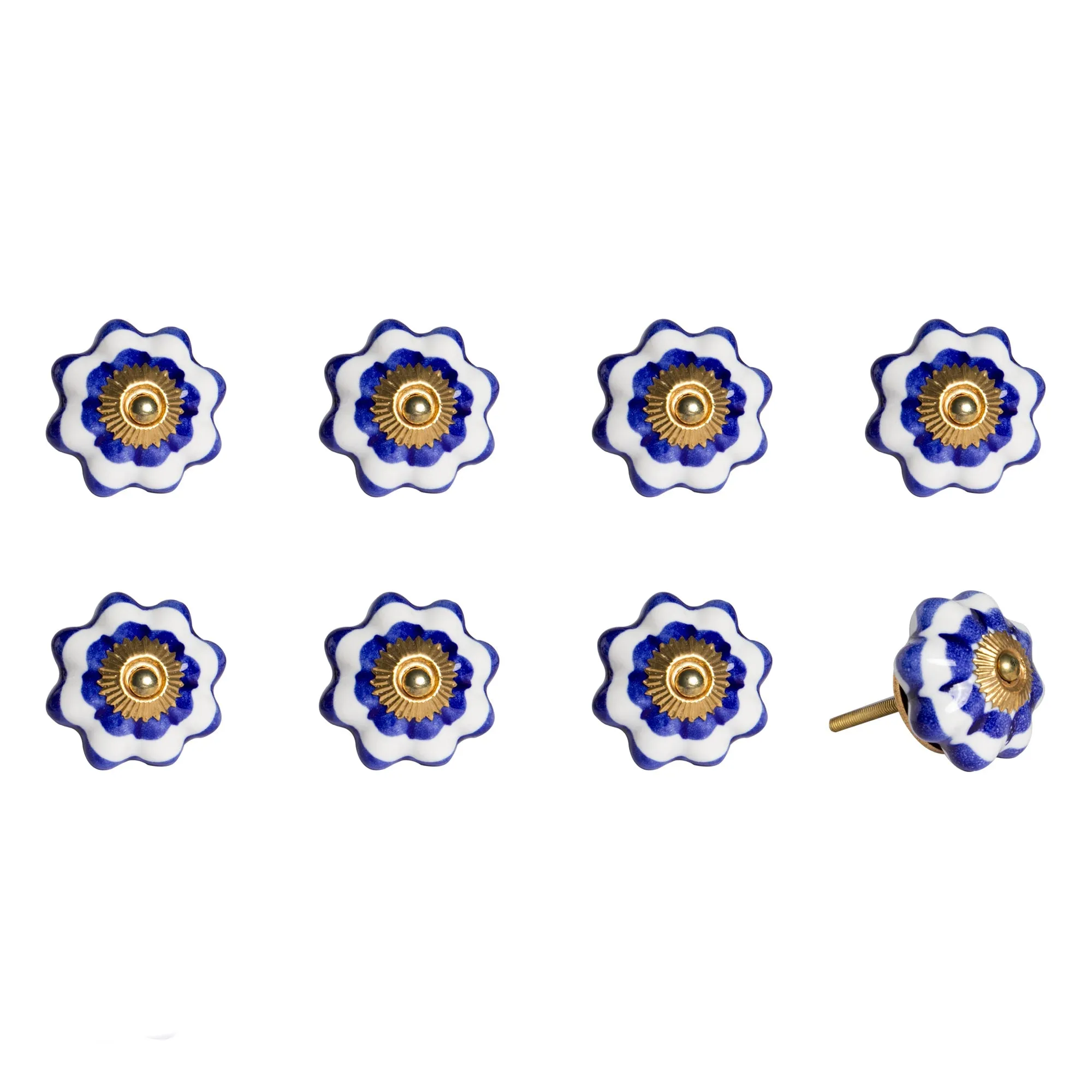 Knob-It Home Decor Classic Cabinet & Drawer Knobs-White/Royal Blue/Gold