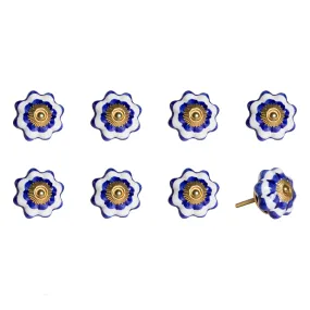 Knob-It Home Decor Classic Cabinet & Drawer Knobs-White/Royal Blue/Gold