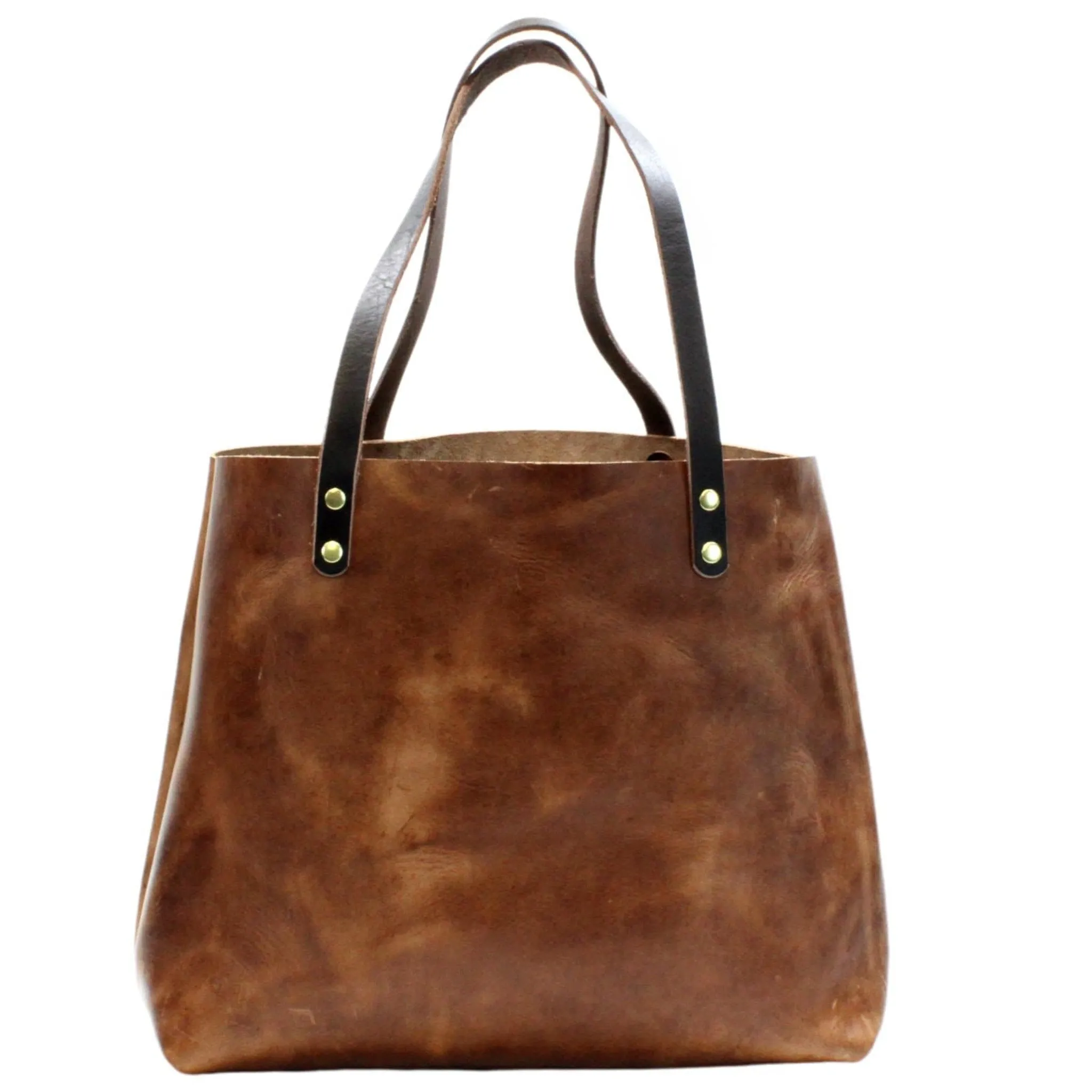 Large Saddle Brown Leather Tote