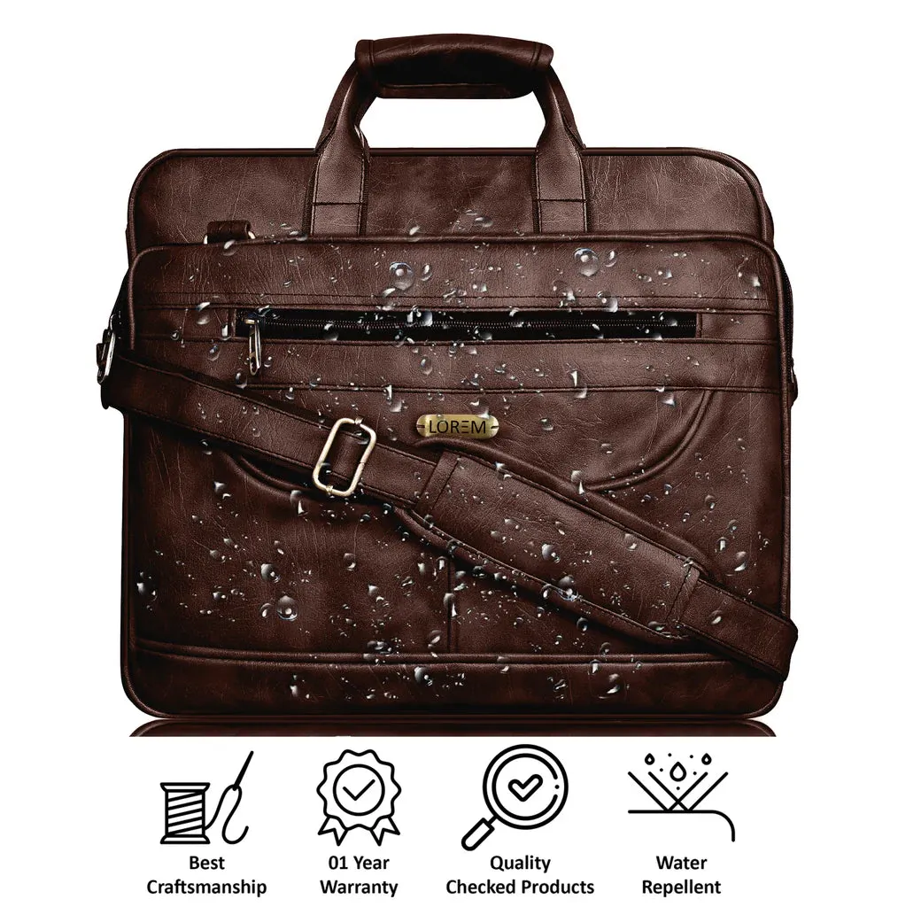 LOREM Brown Color Faux Leather 28L Messenger Bag For Men (BG23)