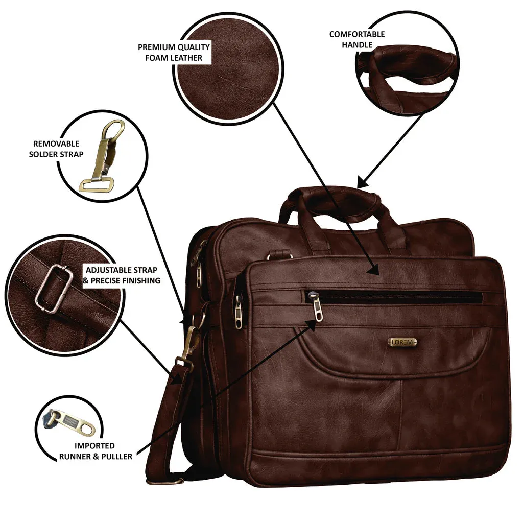 LOREM Brown Color Faux Leather 28L Messenger Bag For Men (BG23)