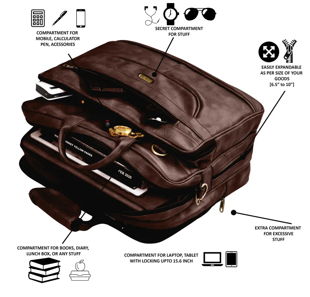 LOREM Brown Color Faux Leather 28L Messenger Bag For Men (BG23)