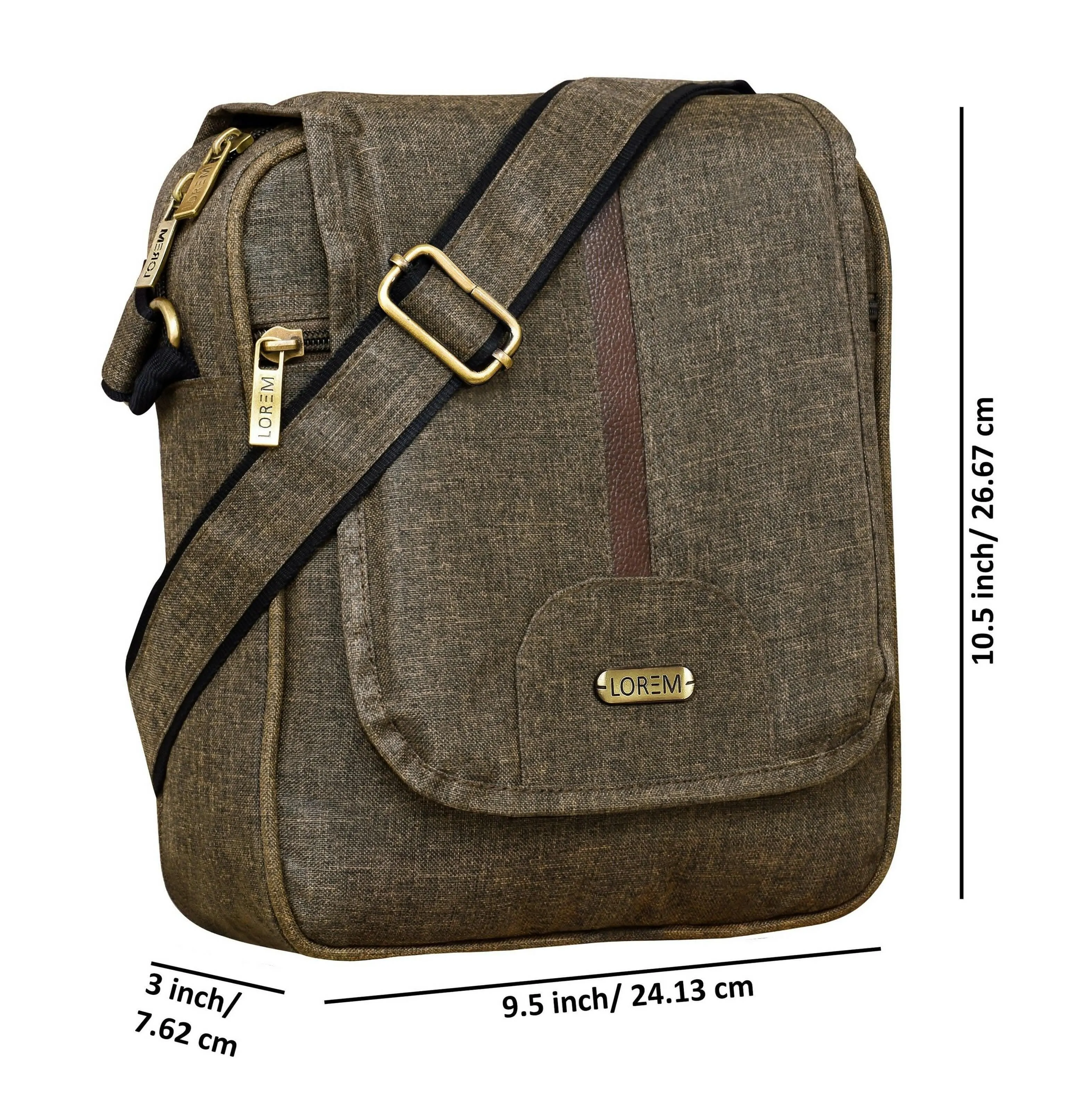 LOREM Khaki Stylish Linen Textured Cross Body Sling Bag For Men (SL08)