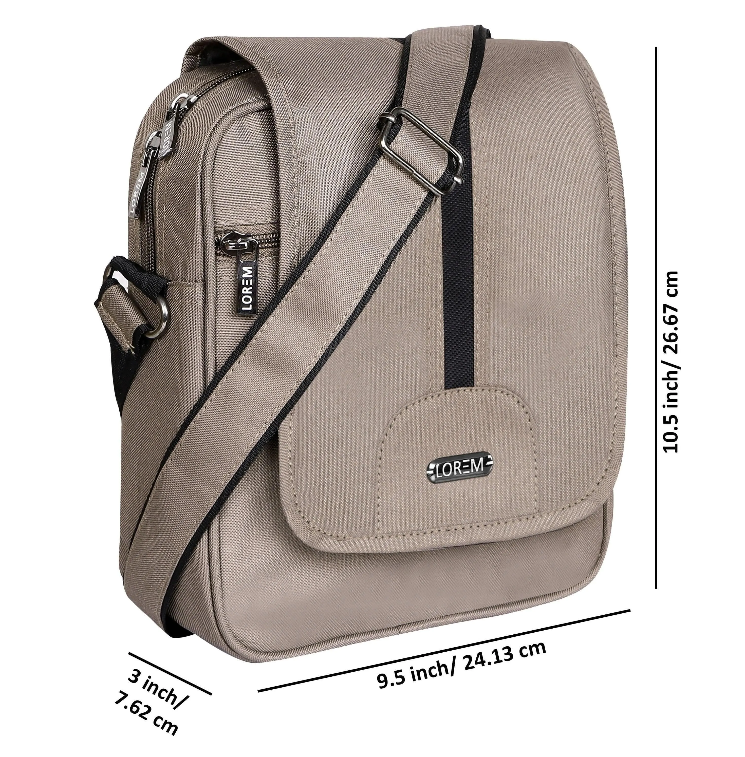 LOREM Mink Grey Casual PVC Coated Matty Fabric Cross Body Sling Bag For Men (SL10)