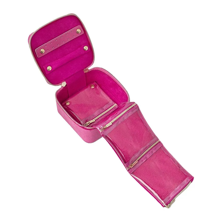 Luxe Velvet Jewelry Cube in Berry