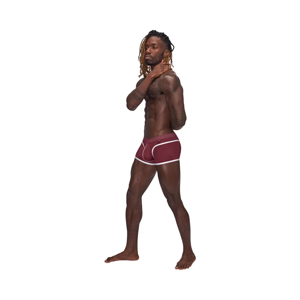 Male Power Sport Mesh Sport Mini Short Burgundy M