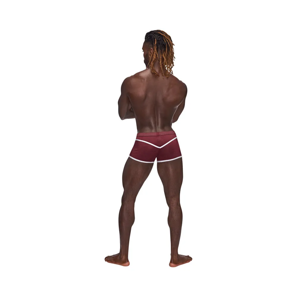 Male Power Sport Mesh Sport Mini Short Burgundy M