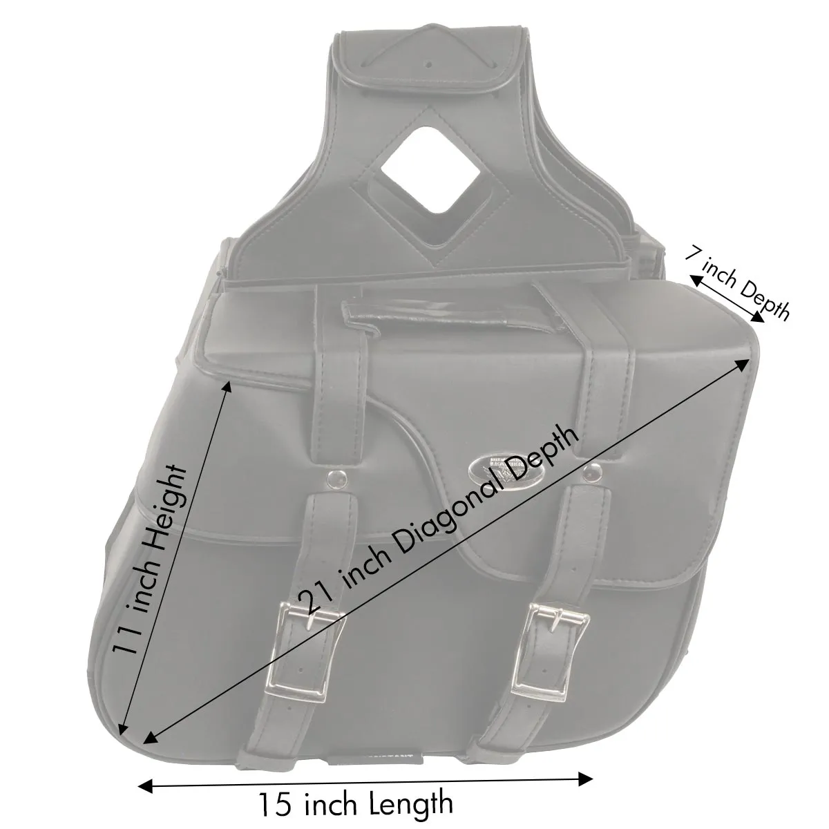 Milwaukee Leather SH64501ZB Black Zip-Off PVC Extended Flap Throw Over Saddle Bag (15X11X7X21)