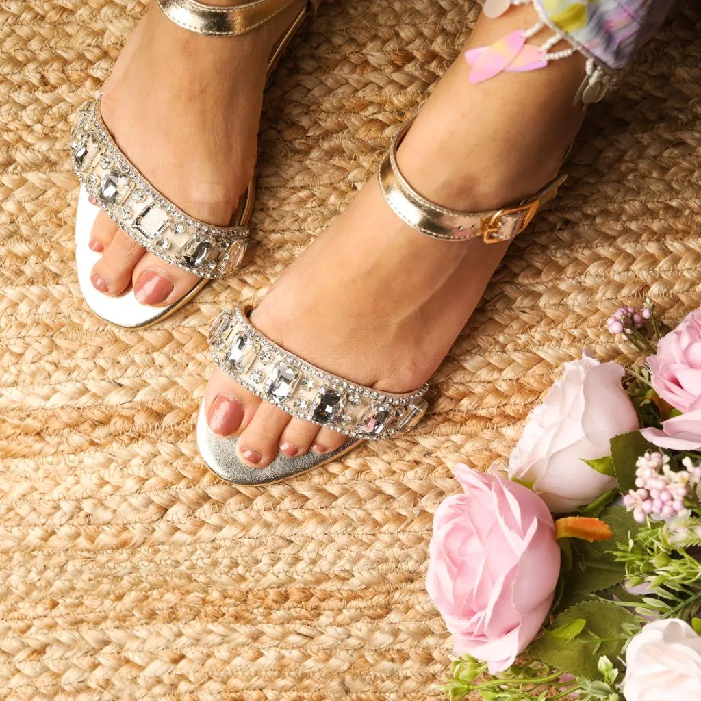 Mira (Silver Open Sandals diamond and stones )