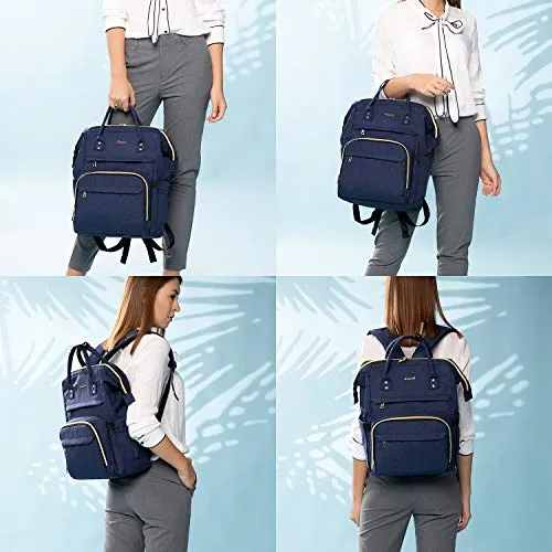 Navy blue large backpack for women, travel, business & leisure