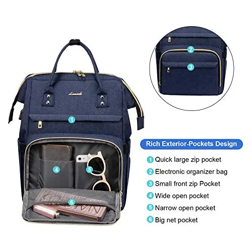 Navy blue large backpack for women, travel, business & leisure