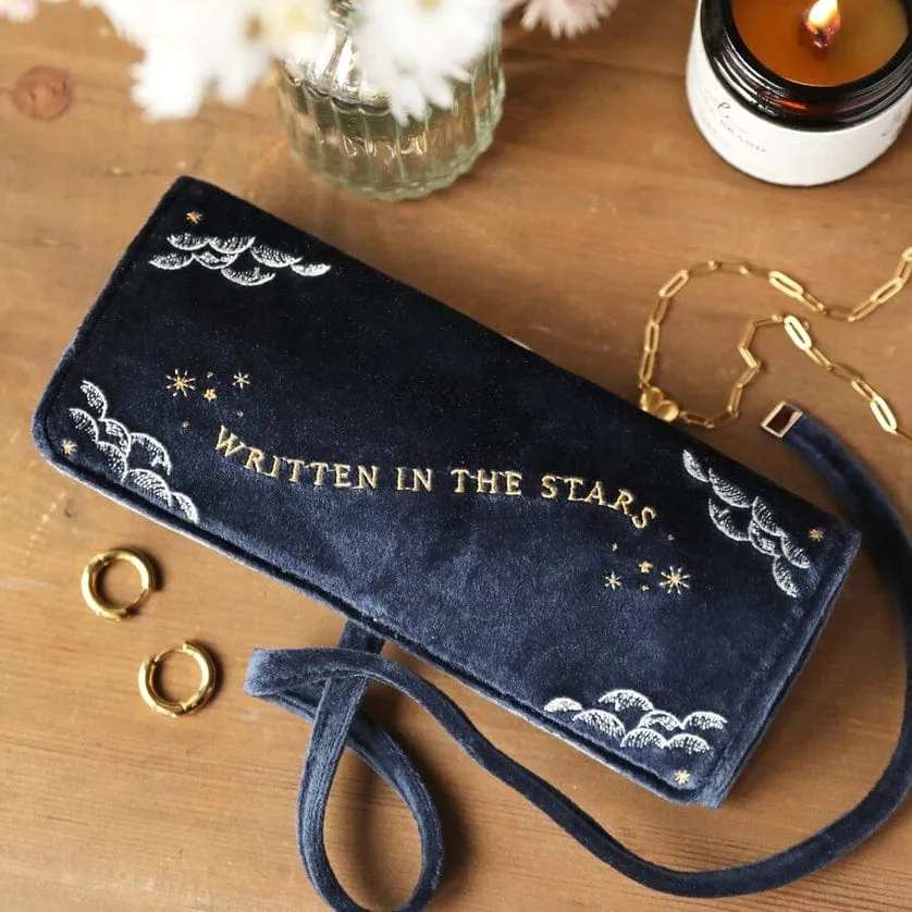 Navy Celestial Velvet Jewelry Roll